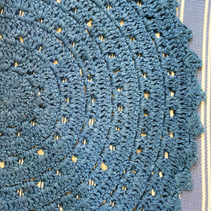 Jute Crochet Floor Rug - Indigo