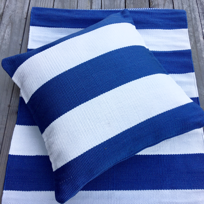 Outdoor Small Mat & Cushion Cover - Denim Deck Stripe