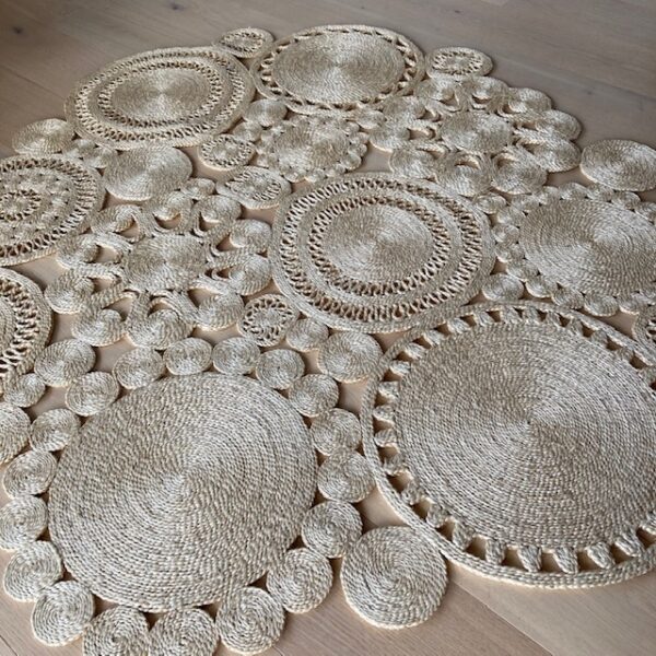 Handmade Jute Circle Flower Floor Mat/Rug