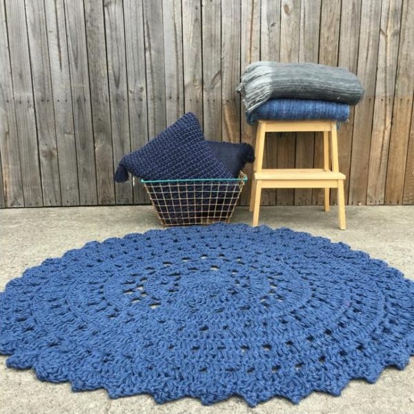 Jute Crochet Floor Rug Indigo