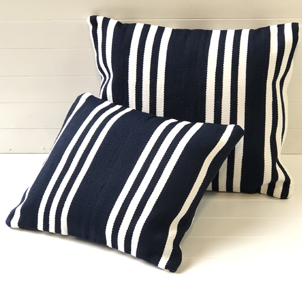 Navy/White Hampton Stripe Outdoor Cushion Cover