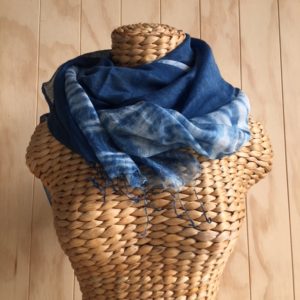 scarf silk cotton tye dye indigo