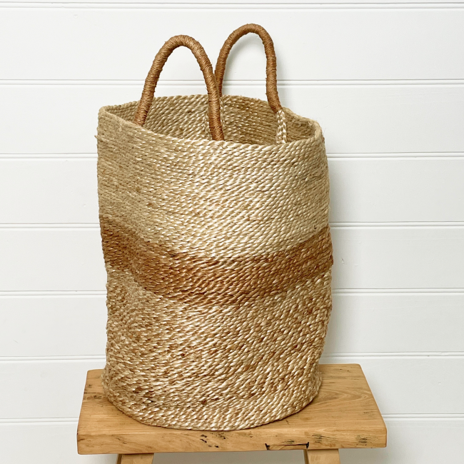 Handmade Jute Storage Basket 45cm - Spice/Natural