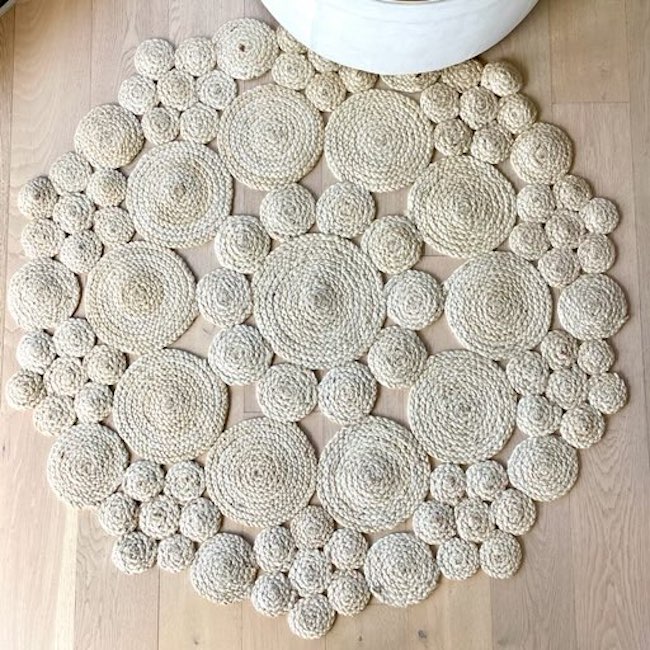 Jute Floor Rug Braided Circles - Natural