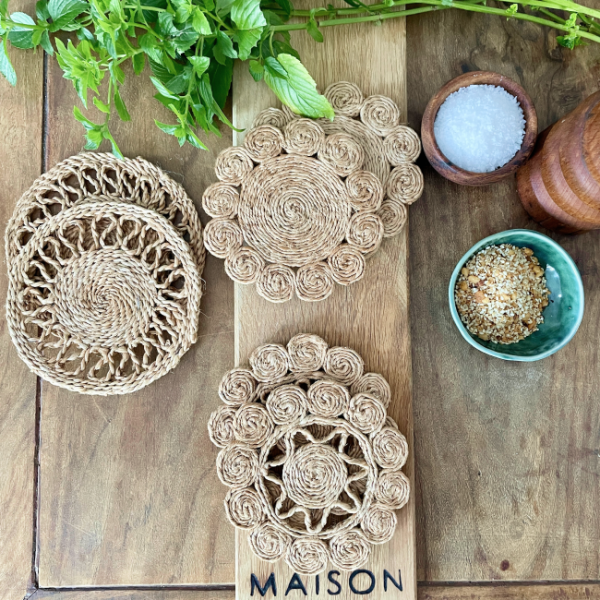 Handmade Jute Coaster Set Retro Spice Carnival Homewares