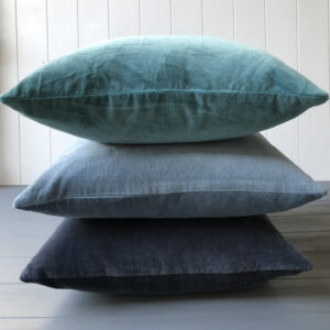 Velvet Cushion Cover - Midnight, Teal & Ice Blue