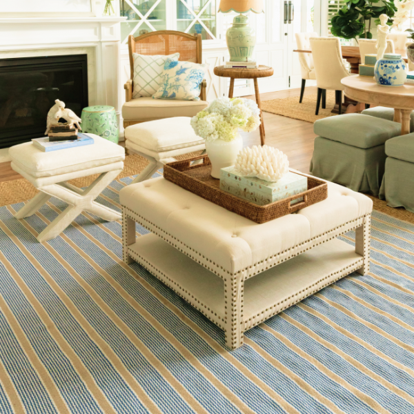 Indah Island Collaboration - Floor Rug Recycled Cotton - Geneva Blue