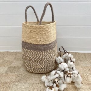 Handmade Jute Storage Basket 45cm - Grey/Natural
