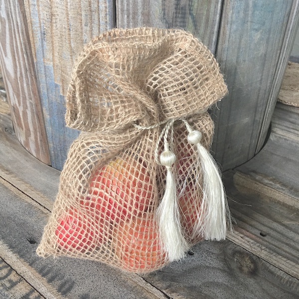 Handmade Jute Natural Small Net Gift Bag with Tassels