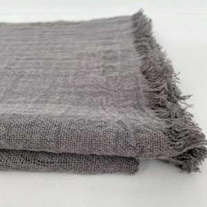 Throw 100% linen - light grey