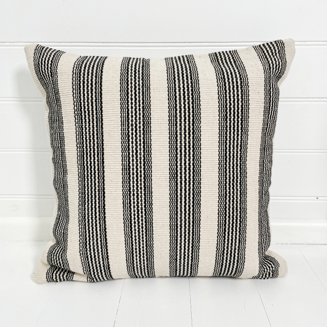 Cushion Cover 50 cm - Recycled Cotton Domino Natural Black