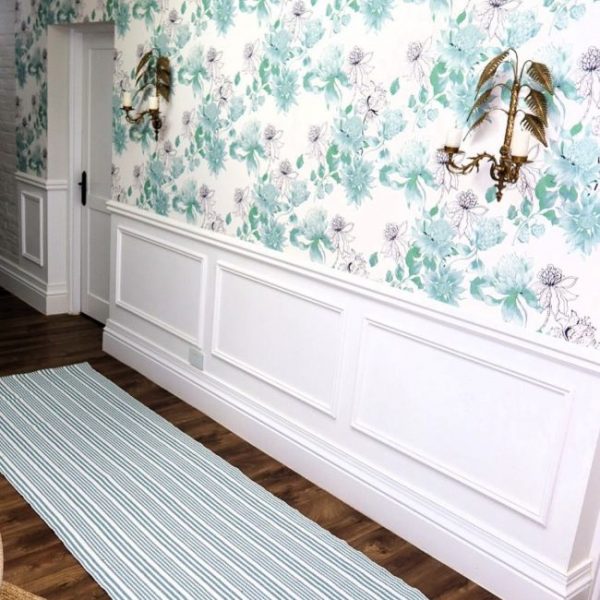 Indah Island Collaboration - Floor Rug Recycled Cotton - Flinders Soft Aqua