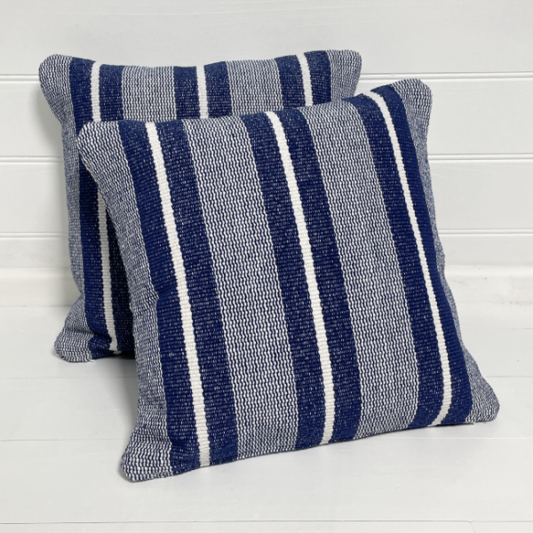 Cushion Cover 50 cm - Recycled Cot Navy W Stripe