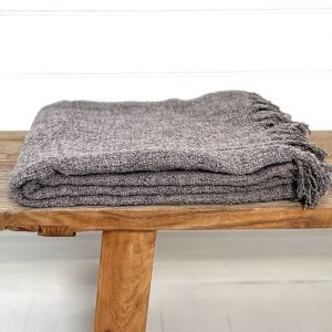 Throw Rug - 100% Wool Boucle Grey