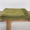 Throw Rug - 100% Wool Boucle - green