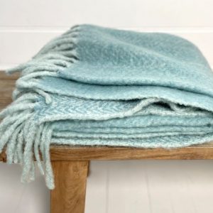 Throw Rug - FAUX MO HERRINGBONE - Sky Blue