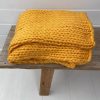 Throw Rug - Chunky Handknit Acrylic & Wool - yellow