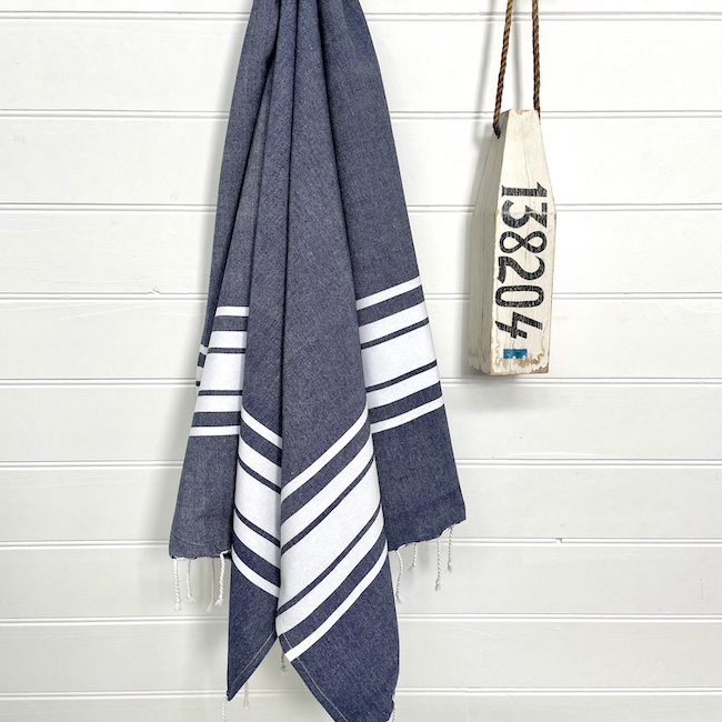 Hammam Towel - Navy & White