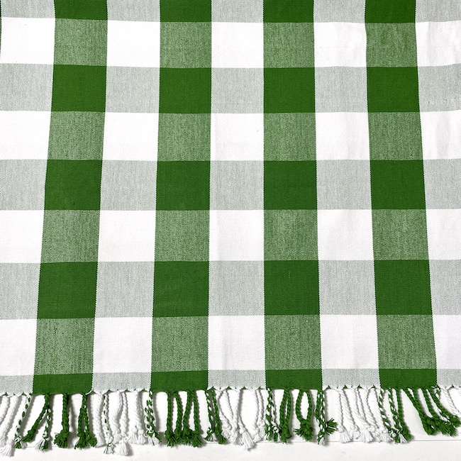 Garden Mat with Fringes - Apple Green Check