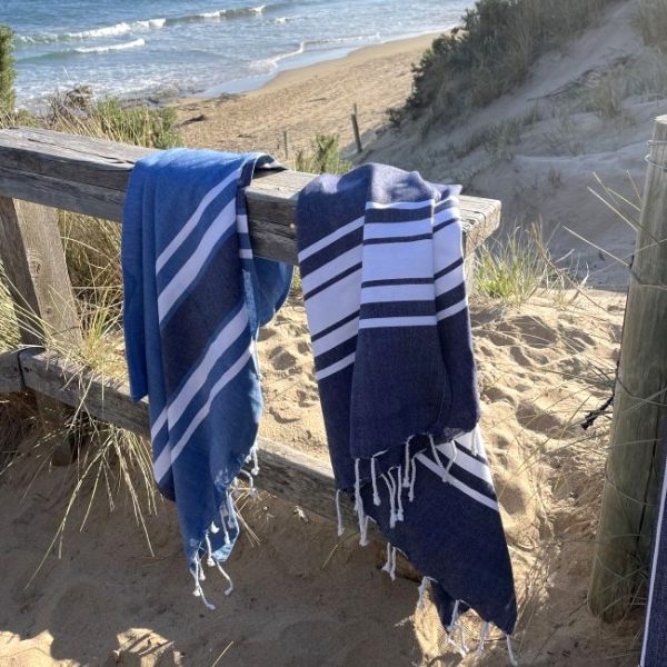 Hammam Towel - Navy White - Image 2