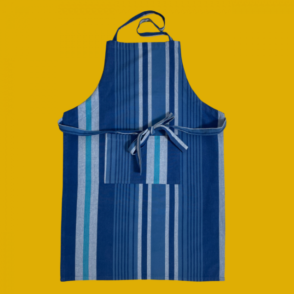 100% cotton kitchen and BBQ aprons by Carnival Homewares in bold striped designs. Adjustable fit with front pocket. Ethically made in India. Perfect for cooking, baking, or BBQs. Great gift idea for housewarmings, birthdays, or special occasions.