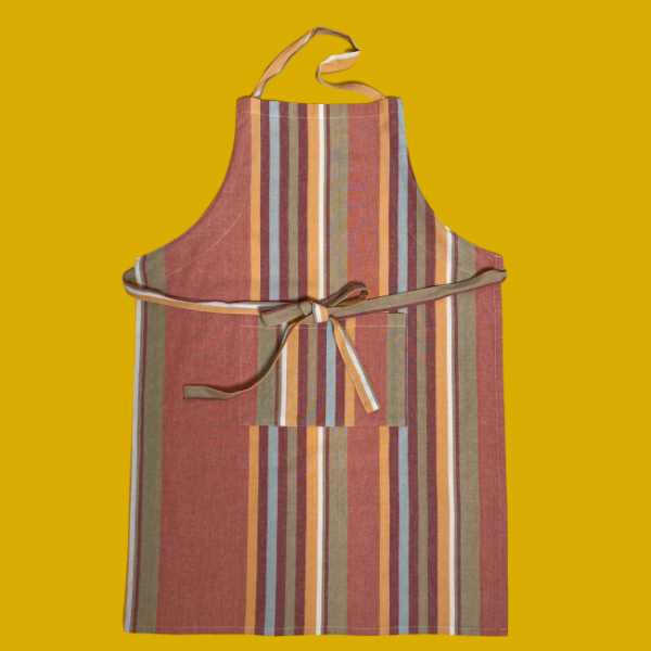 100% cotton kitchen and BBQ aprons by Carnival Homewares in bold striped designs. Adjustable fit with front pocket. Ethically made in India. Perfect for cooking, baking, or BBQs. Great gift idea for housewarmings, birthdays, or special occasions.