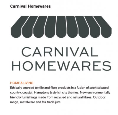 CARNIVAL HOMEWRAES BRANDING