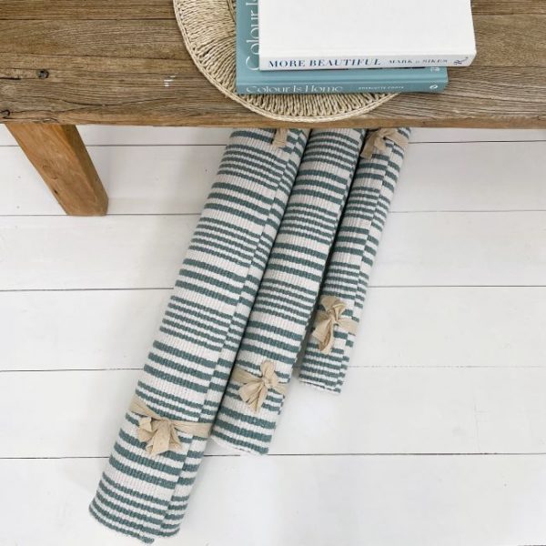 Indah Island Collaboration - Floor Rug Recycled Cotton - Flinders Soft Aqua - Image 2