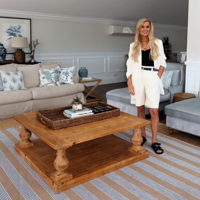 Indah Island Collaboration - Floor Rug Recycled Cotton - Geneva Blue
